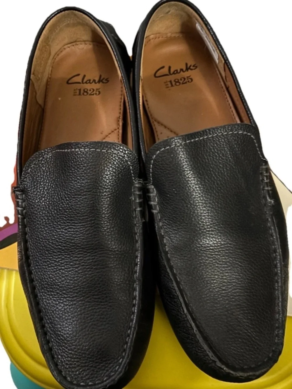 Clarks Men’s Black Leather Slip-On Loafers